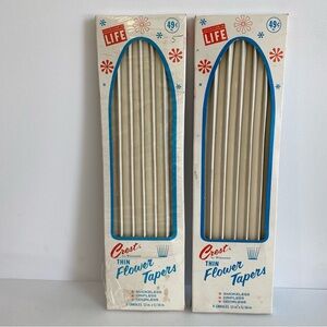Vintage Crest by Pioneer Thin Flower Taper candles 12 total smokeless dripless